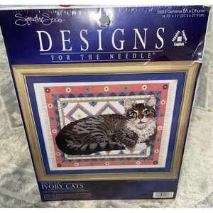 NEW Ivory Cats Gemma on Dhurrie counted‎ cross stitch kit #5603
